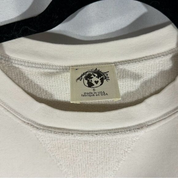 FREE PEOPLE FOOTBALL THEME CREW NECK SWEATSHIRT IVORY BLUE SIZE SMALL - Picture 5 of 6